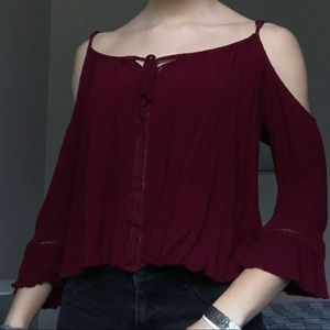 Maroon off the shoulder top
